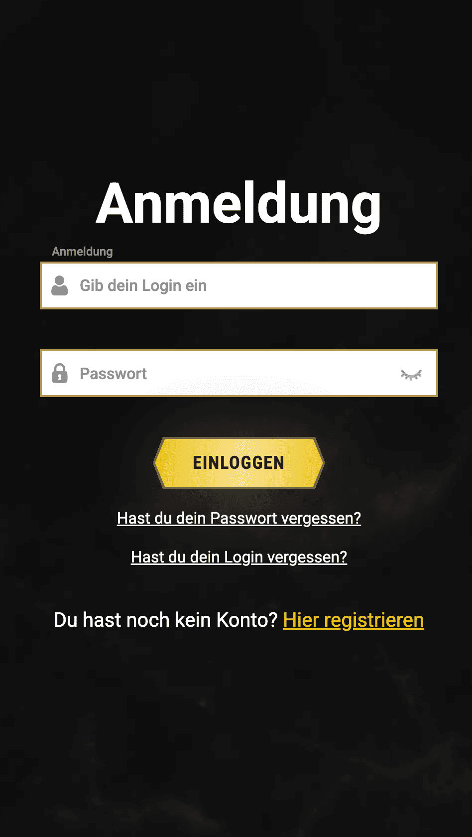 Casinoly Casino Login Oberfläche